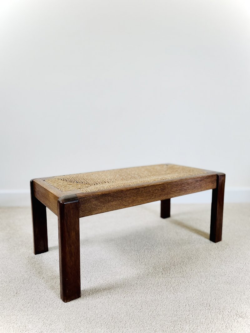 Mid-Century Modernist Woven Footstool