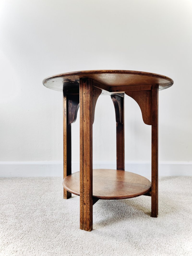 Edwardian Arts & Crafts Oak Lamp Table